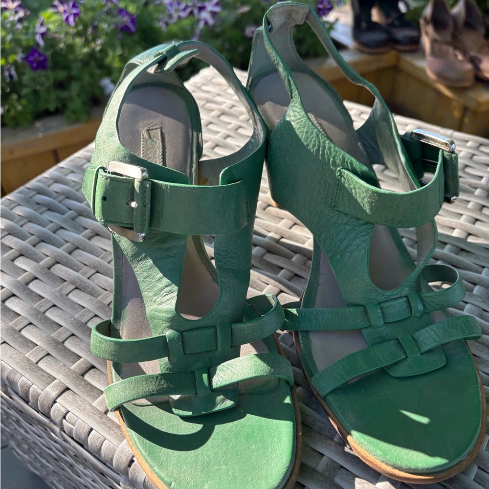ECCO Women's Green Leather Heeled Sandals - Size 41 - Picture 3 of 9